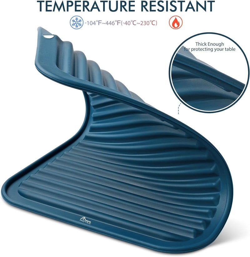 hotec BPA Free Silicone Trivets for Hot pots and Pans, 446℉ Heat Resistant for Kitchen Counter Dish Drying Mat, Set of 2 Classic Blue - Image 3