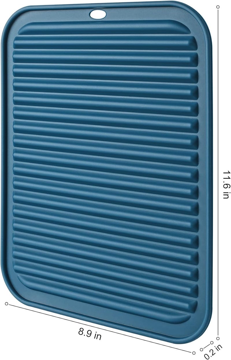 hotec BPA Free Silicone Trivets for Hot pots and Pans, 446℉ Heat Resistant for Kitchen Counter Dish Drying Mat, Set of 2 Classic Blue - Image 2