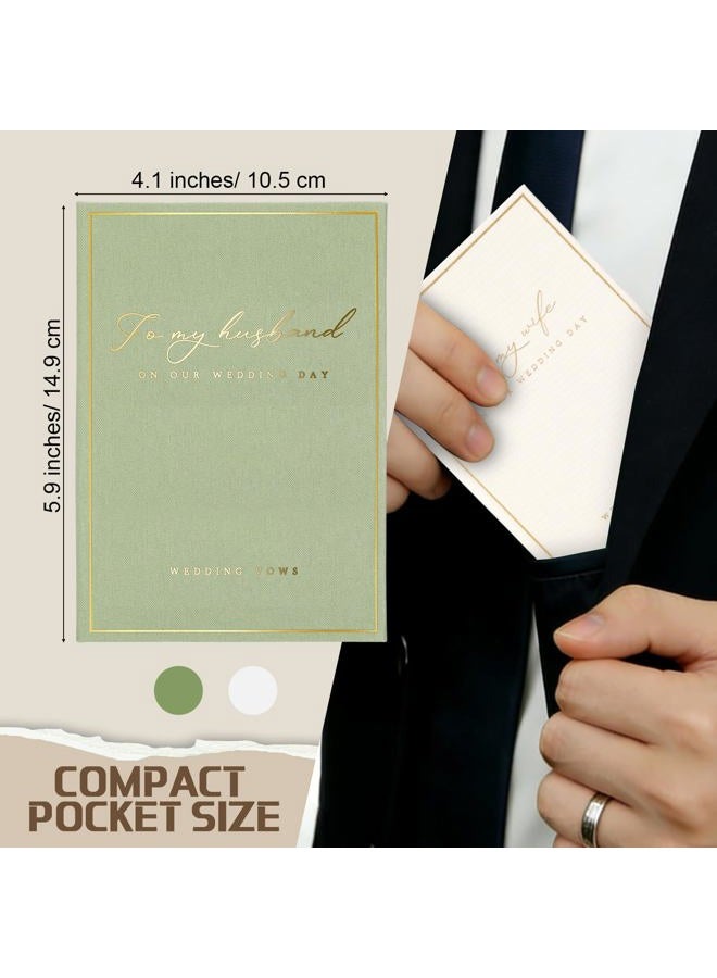 Engrowtic 2 Pcs Wedding Vow Books His and Her to Husband Wife Wedding Must Have Registry Ideas Gold Foil Lined Page Premium Engagement Gift for Guest Groom Newly Engaged Couple (Light Green-White) - Image 2