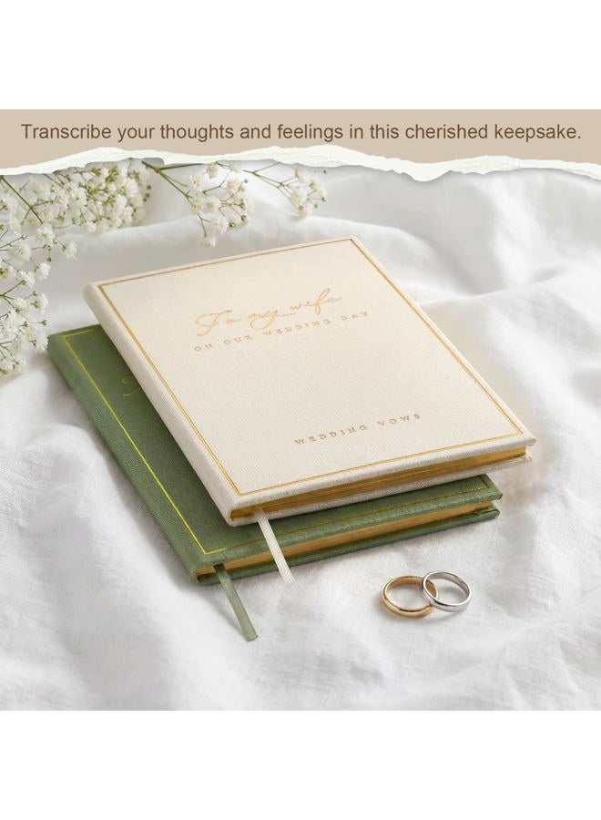 Engrowtic 2 Pcs Wedding Vow Books His and Her to Husband Wife Wedding Must Have Registry Ideas Gold Foil Lined Page Premium Engagement Gift for Guest Groom Newly Engaged Couple (Light Green-White) - Image 5