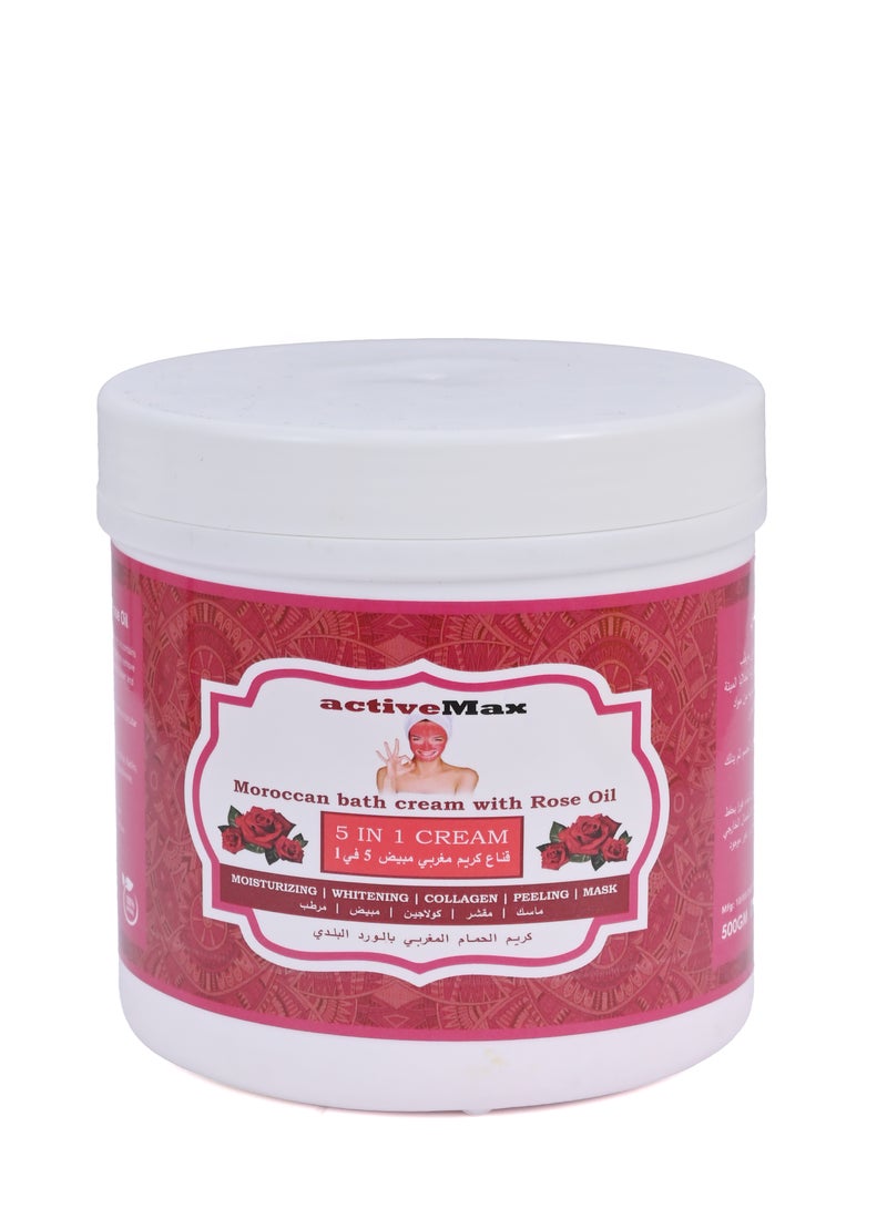 active max Moroccan Whitening and Peeling Bath Cream 5 in 1 with Pure Rose 500 gr - Image 1