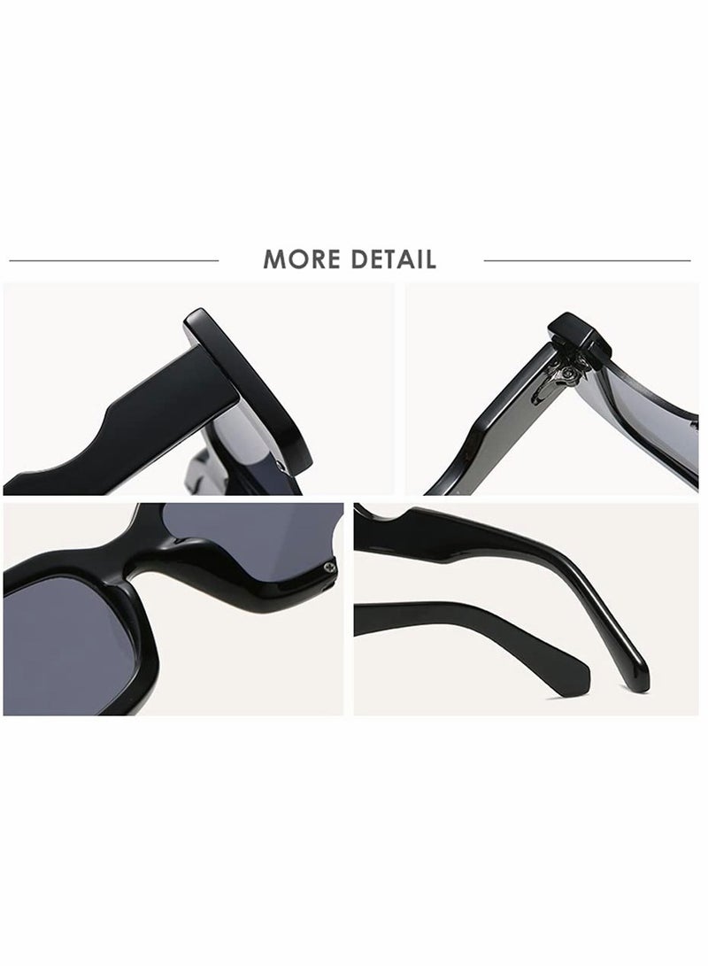 SOLARAE Sunglasses for Women, Irregular Small Rectangle Women Vintage Punk Sun Glasses UV Protection Suitable and Girls (Black) - Image 2