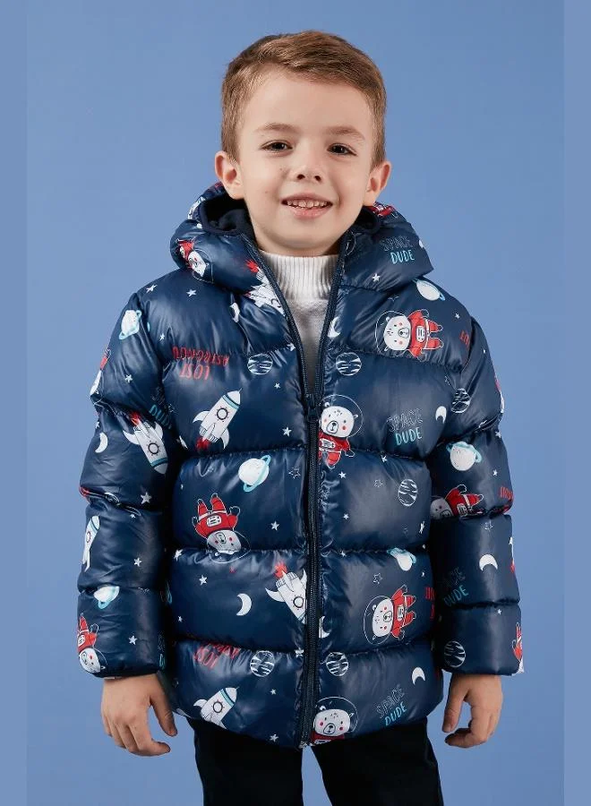 ليلا معطف بومبر مبطن بفرو صناعي ناعم بغطاء رأس للأولاد