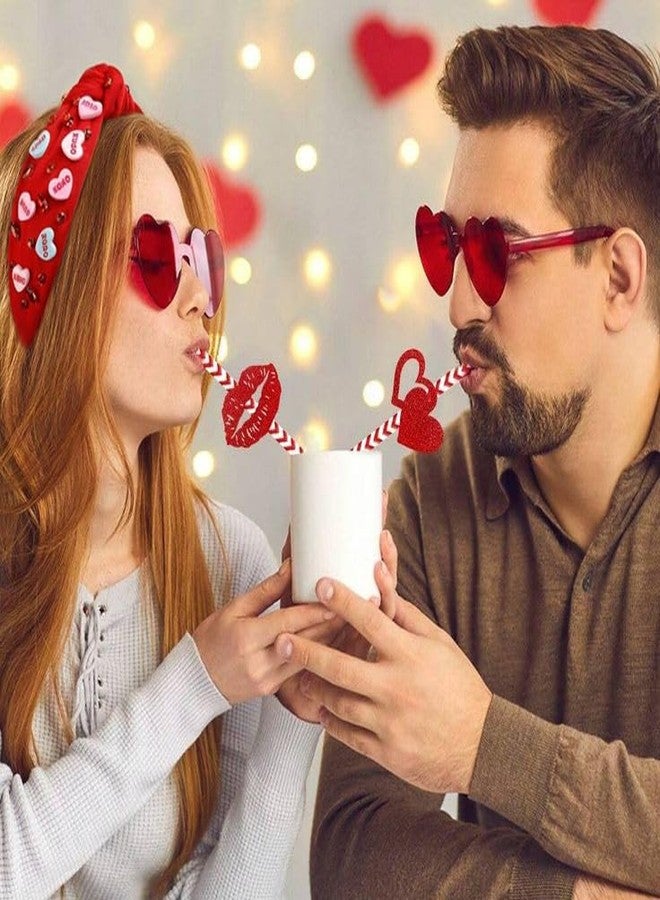 TEBIEKOY طوق رأس TEBIEKOY لعيد الحب للنساء، طوق رأس وردي على شكل قلب، طوق رأس معقود مزين بأحجار الراين الكريستالية، طوق رأس نسائي للشعر، إكسسوارات عيد الحب، هدية - Image 3