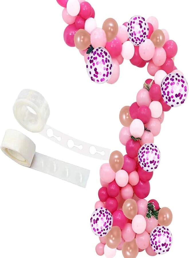Secret Balloon Arch Garland Kit 100pcs Pink Color, Rose Gold, White Latex Balloon with Balloon Strip and Glue Points, for Wedding, Baby Shower or Birthday Party Decorations , 2725611946285