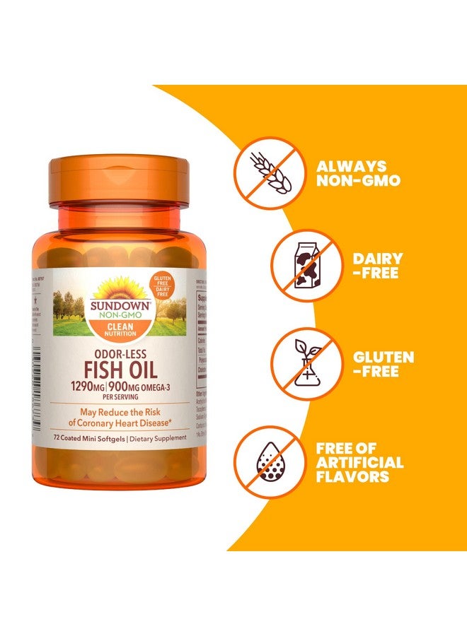 Sundown Odorless Fish Oil 1290Mg Omega 3 Dietary Supplement Supports Heart Health 72 Coated Mini Softgels - Image 5