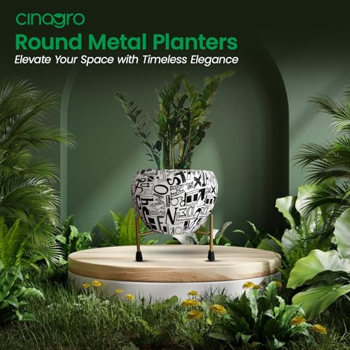 CINAGRO Metal Flower Vase Planter Pot with Iron Stand, Pots for Plants, Plant Pots for Home Decoration, Succulent Pot, Indoor Planter Balcony Garden Decor (Size: 6X6 inch) Style: Alphabet Sphere - Image 2