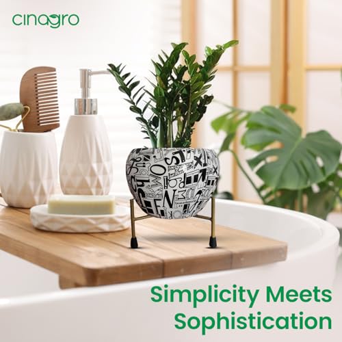 CINAGRO Metal Flower Vase Planter Pot with Iron Stand, Pots for Plants, Plant Pots for Home Decoration, Succulent Pot, Indoor Planter Balcony Garden Decor (Size: 6X6 inch) Style: Alphabet Sphere - Image 3