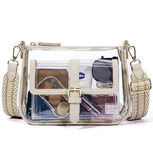Missnine Clear Bag Stadium Approved PVC Crossbody Purse for Women Transparent Shoulder Bag with Guitar Strap for Concert Sports - Image 1