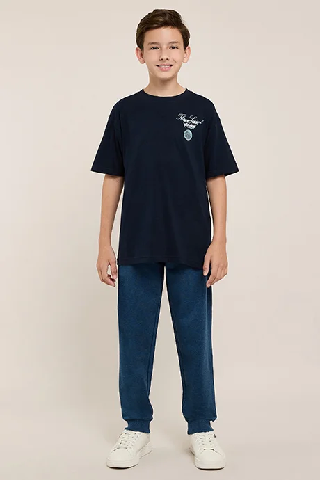 أر أند بي Print Detail T-Shirt with Crew Neck and Short Sleeves