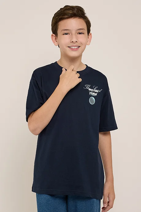 أر أند بي Print Detail T-Shirt with Crew Neck and Short Sleeves