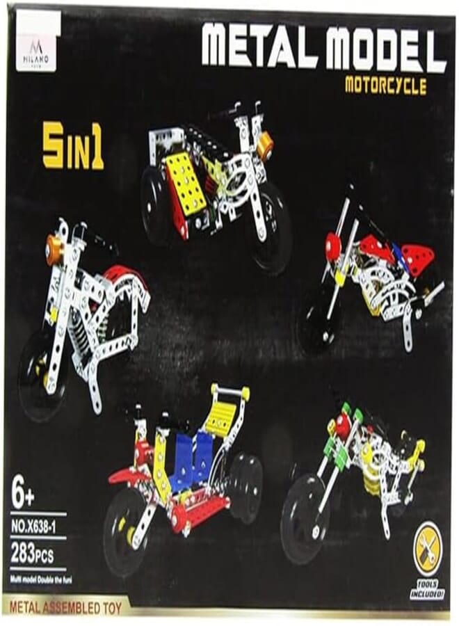 Metal Model Motorcycles 5 in1 Metal Assembly 283 Pieces X638-1 Multicolor