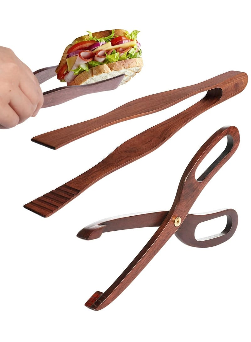 Oasisgalore 2-Pack Wooden Toaster Tongs, Reusable Kitchen Tongs for Cooking and Baking Tools - Image 1