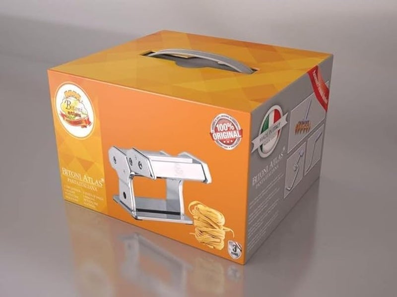 Manual Pastry Machine Made in Italy, Includes Cutter, Hand Crank and Stainless Steel Instruction Manual