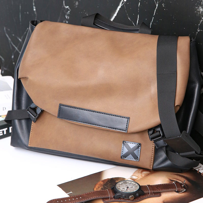 New Fashion Crossbody Bag Men'S Large Capacity Leather Men'S Bag Casual Simple Shoulder Bag Trendy Brand Satchel Messenger Bag - Image 1