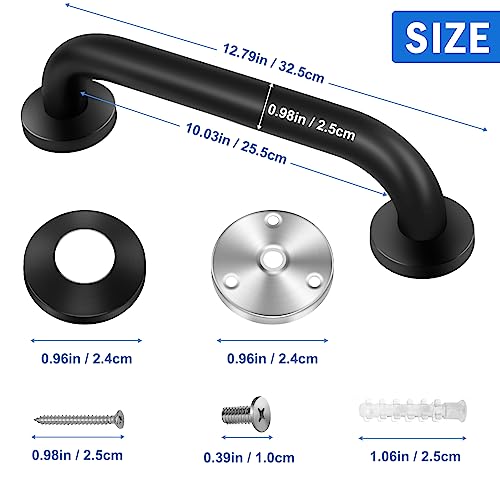 Gotega 2 Pack Shower Grab Bar, Stainless Steel Bathroom Grab Bar, Shower Handle, Bath Handle, Grab Bars for Handicap Elderly Seniors Bathroom Safety Grab Bar (12 Inch，Black) - Image 3