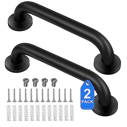 Gotega 2 Pack Shower Grab Bar, Stainless Steel Bathroom Grab Bar, Shower Handle, Bath Handle, Grab Bars for Handicap Elderly Seniors Bathroom Safety Grab Bar (12 Inch，Black) - Image 1