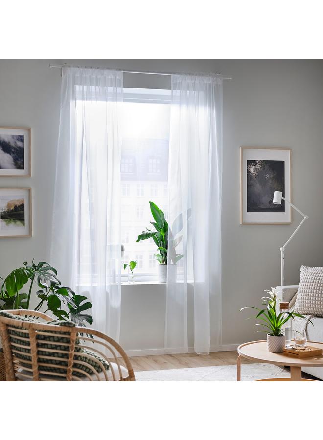 زبون ستائر شفافة، زوج واحد، أبيض، 145×300 سم - Image 3