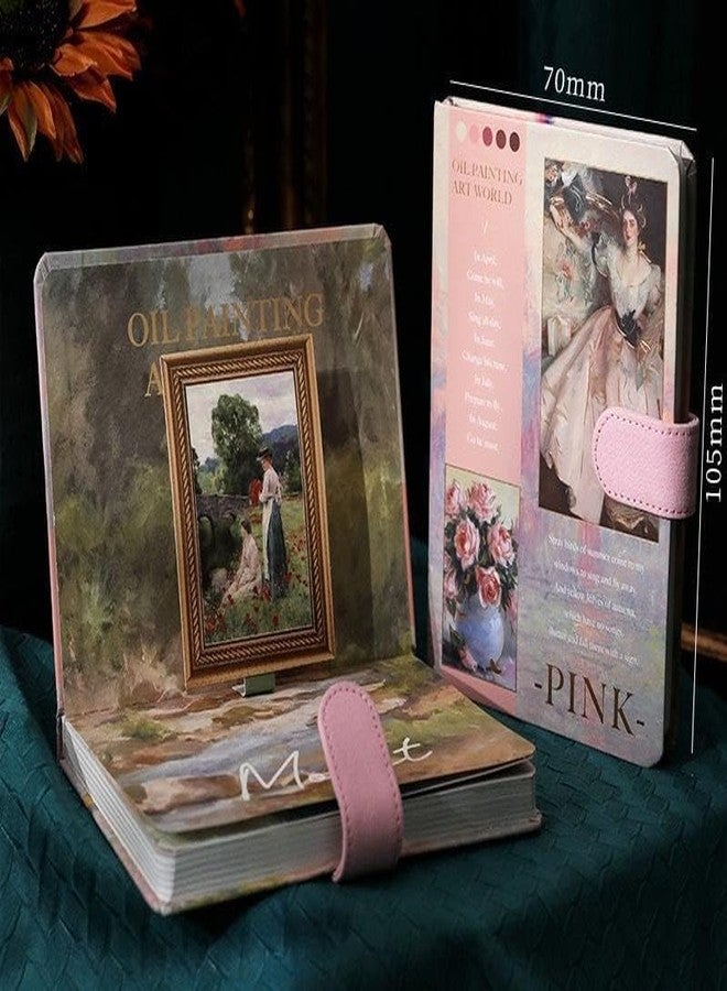 SID MAGIC Aesthetic Vintage Scrapbooking Kit – Pink Oil Painting Set with Washi Tape, Stickers, and Illustrated Diary - Image 3
