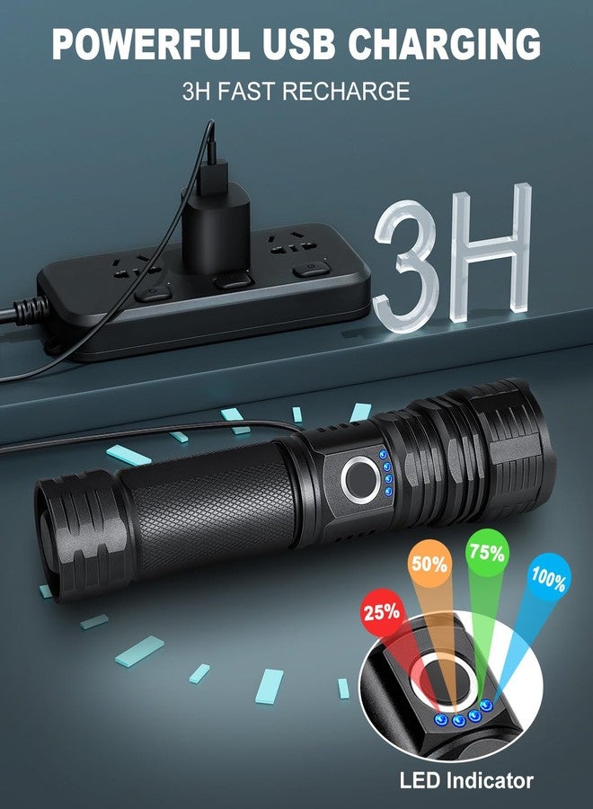 Sigoobal Rechargeable Flashlights High Lumens, 99,000 Lumen Super Bright Flashlight, 2pack Led High Powered Flash Light, Flashlight for Home, Camping, 5 Modes/12h Run Time for Outdoor, IPX6 Waterproof - Image 4