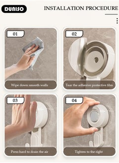 DUNISO 3 Pack Suction Cup Hooks, Powerful Vacuum Suction Hanger, Heavy Duty Shower Hooks, Removable Rotation Towel Rack, Waterproof No-Punch Wall Hook for Towel, Robe, Loofah, Reusable Hooks for Bathrooms,Kitchen,Glass,Tile,Mirror  - Image 4