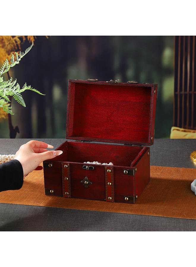 Bluejw Foreign Trade New Vintage Storage Box With Lock Wooden Antique Square Jewelry Box Multifunctional Sundries Finishing Storage Box - Image 3