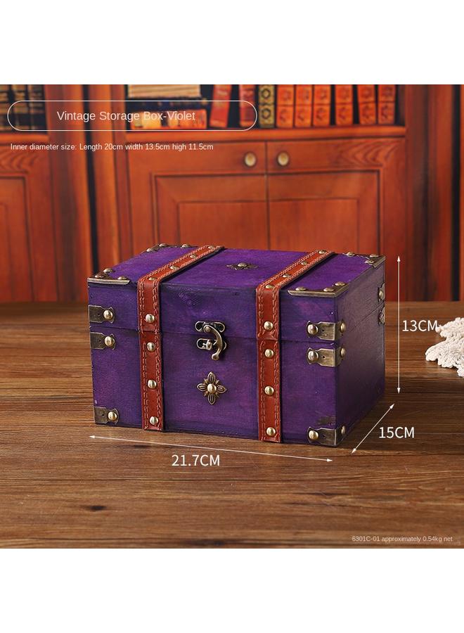 Bluejw Foreign Trade New Vintage Storage Box With Lock Wooden Antique Square Jewelry Box Multifunctional Sundries Finishing Storage Box - Image 1