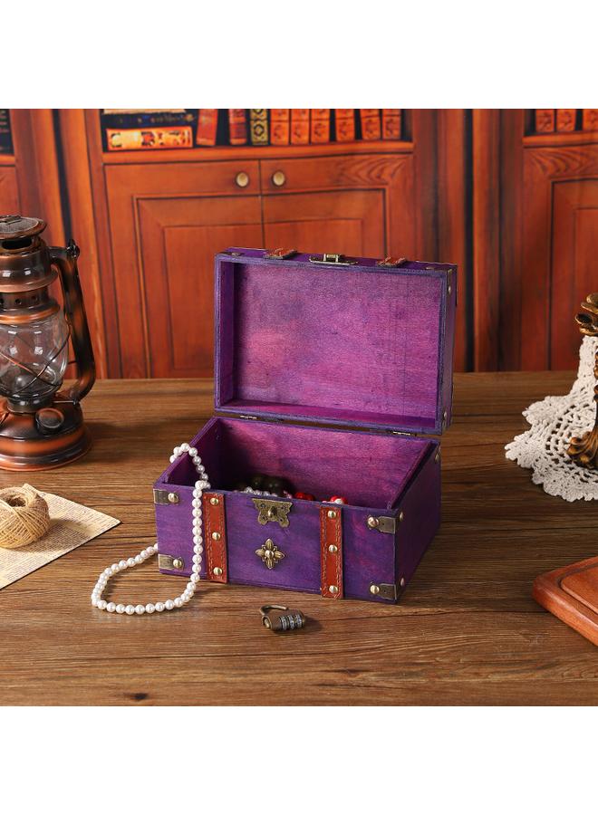 Bluejw Foreign Trade New Vintage Storage Box With Lock Wooden Antique Square Jewelry Box Multifunctional Sundries Finishing Storage Box - Image 5