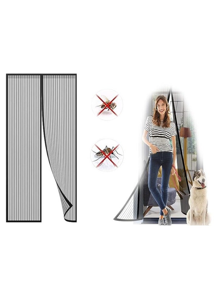 Spaceshoop - Fresh Magnetic Mesh Curtain Screen Door Mesh Curtain Keeps Mosquitoes Out  Full Frame Velcro  Toddler and Dog Friendly - Image 1