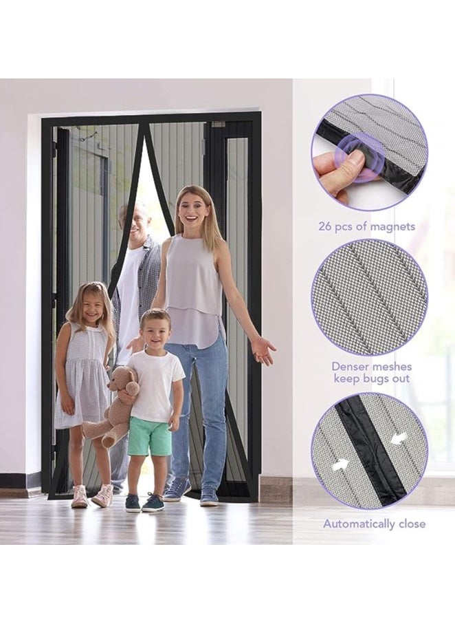 Spaceshoop - Fresh Magnetic Mesh Curtain Screen Door Mesh Curtain Keeps Mosquitoes Out  Full Frame Velcro  Toddler and Dog Friendly - Image 1