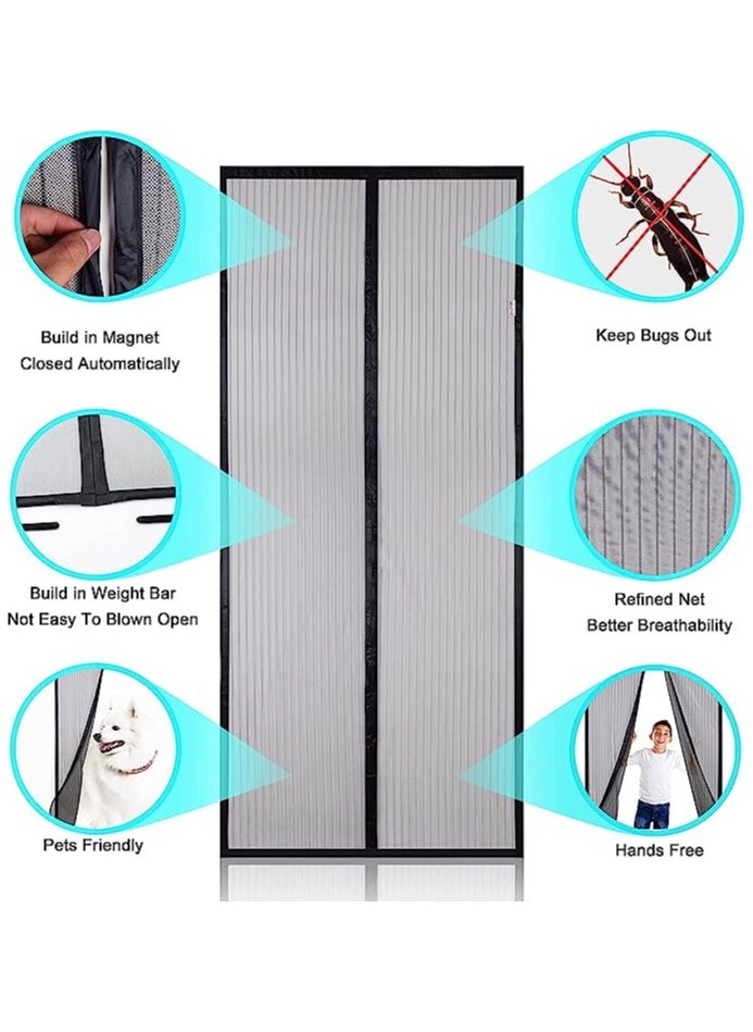 Spaceshoop - Fresh Magnetic Mesh Curtain Screen Door Mesh Curtain Keeps Mosquitoes Out  Full Frame Velcro  Toddler and Dog Friendly - Image 1