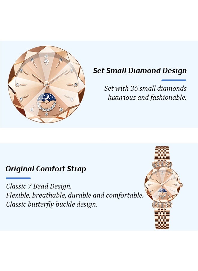 Labaoli Women's classic style wristwatch, women's stainless steel round dial mechanical watch, fashionable women's watch - Image 5