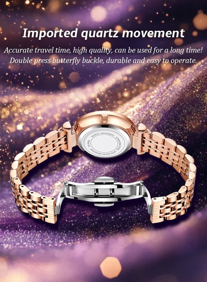 Labaoli Women's classic style wristwatch, women's stainless steel round dial mechanical watch, fashionable women's watch - Image 4