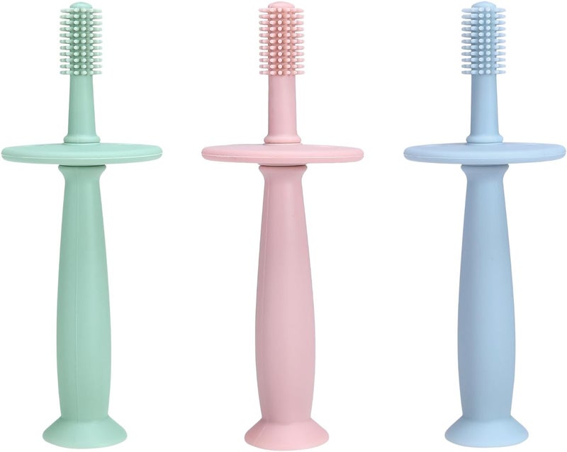 PandaEar 3 Pack Silicone Baby Toothbrush Teethers  Teething Toys Training Oral Care for Infants 012 Months - Image 1