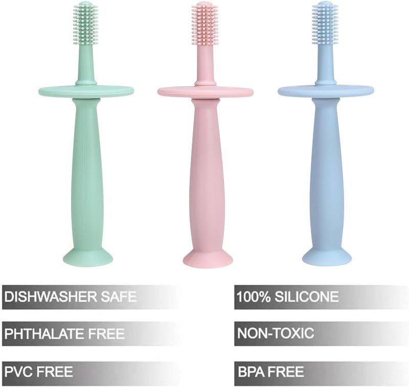 PandaEar 3 Pack Silicone Baby Toothbrush Teethers  Teething Toys Training Oral Care for Infants 012 Months - Image 3