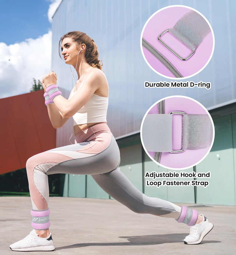 JORICY Ankle Weights, Wrist Leg Arm Weight for Women Men Kids with Adjustable Straps, Strength Training Weighted for Yoga, Jogging, Running, Walking, Aerobics, Gym Workout - 4LBS Pair (2 LB Each Weight), - Image 5