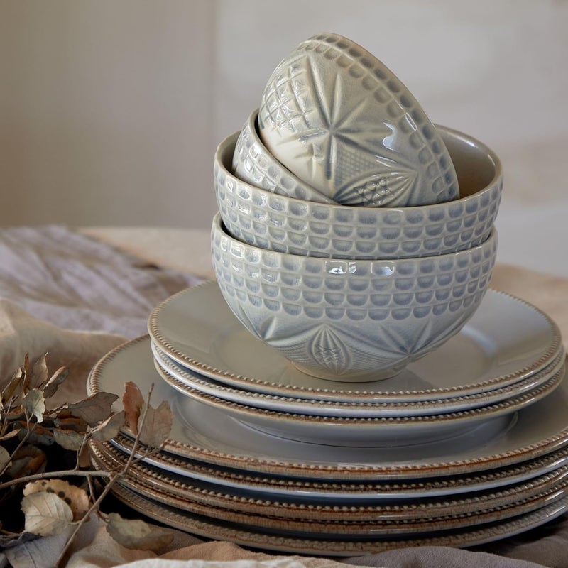 Costa Nova Ceramic Stoneware 20 oz Soup  Cereal Bowl  Cristal Collection Grey  Microwave  Dishwasher Safe Dinnerware  Food Safe Glazing  Restaurant Quality Tableware - Image 4