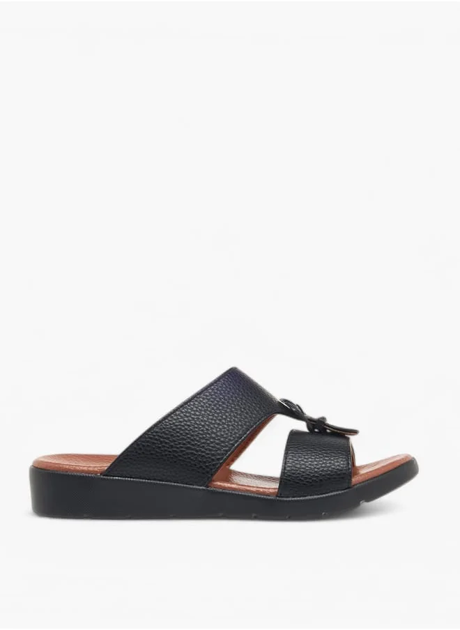 ال بي ال من شو اكسبرس Boys Textured Slip-On Arabic Sandals with Buckle Accent