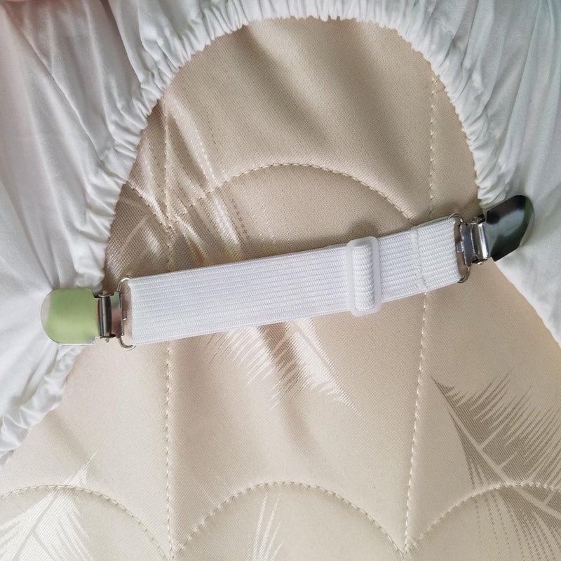 BBDOU Bed Sheet Clips Straps Sheet Holder Mattress Clips, 4 Pcs Adjustable Elastic Bed Sheet Grippers Straps Suspender Fasteners Holder - Image 4
