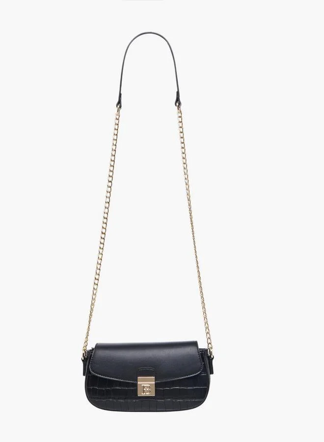 Flora Bella By Shoexpress Textured Crossbody Bag with Chain Strap