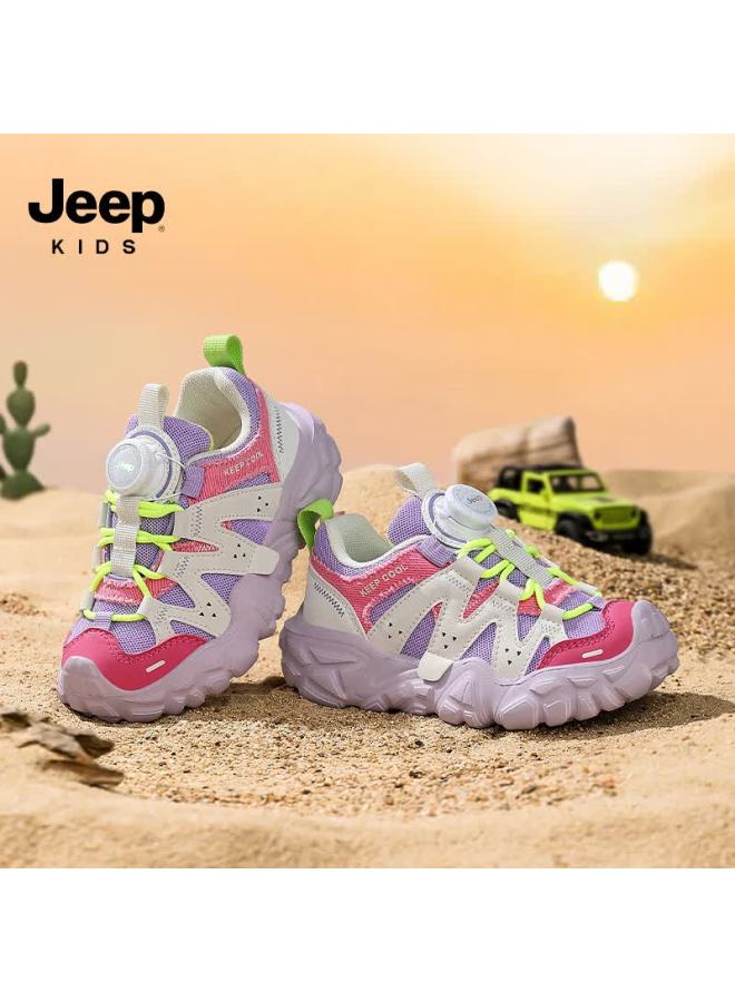 Jeep Autumn New Kids' Mesh Breathable Soft Sole Comfortable Children's Sports Shoes Plum Red Size 37 - Image 1