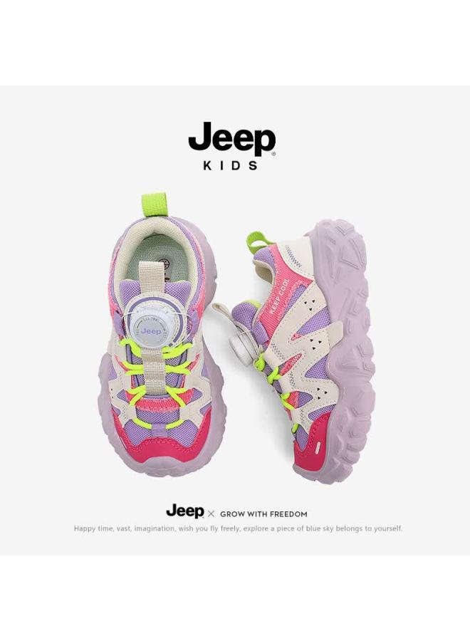 Jeep Autumn New Kids' Mesh Breathable Soft Sole Comfortable Children's Sports Shoes Plum Red Size 37 - Image 5