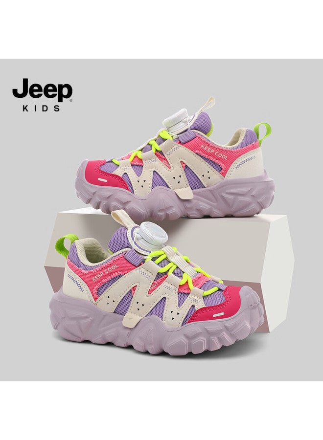 Jeep Autumn New Kids' Mesh Breathable Soft Sole Comfortable Children's Sports Shoes Plum Red Size 37 - Image 4