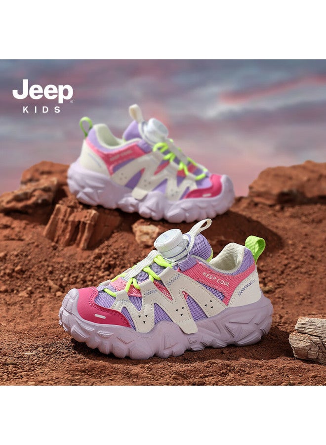 Jeep Autumn New Kids' Mesh Breathable Soft Sole Comfortable Children's Sports Shoes Plum Red Size 37 - Image 2