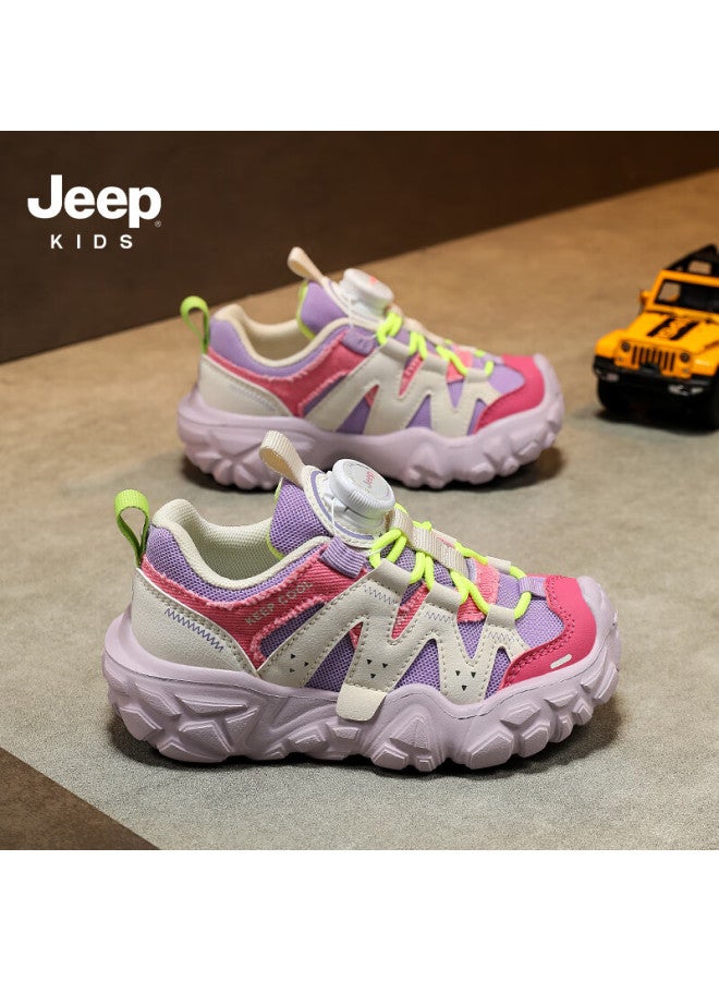 Jeep Autumn New Kids' Mesh Breathable Soft Sole Comfortable Children's Sports Shoes Plum Red Size 37 - Image 3