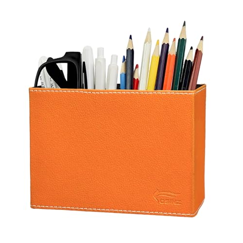 Fosinz Pen Pencil Holder Cup Container PU Leather Desk Organizer Stand Decor Brush Scissor Decoration Office Home School - Image 1