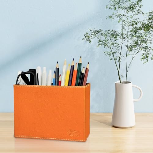 Fosinz Pen Pencil Holder Cup Container PU Leather Desk Organizer Stand Decor Brush Scissor Decoration Office Home School - Image 2