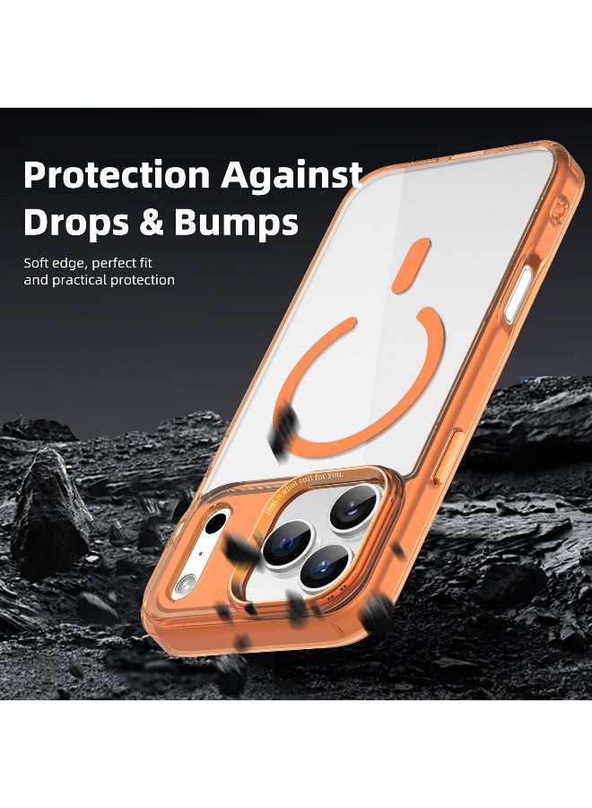 X-level Magnetic Case for iPhone 17 Pro 6.3-Inch Compatible with MagSafe, Shockproof Phone Bumper Cover, Anti-Scratch Clear Orange Back (Clear Orange) - Image 4
