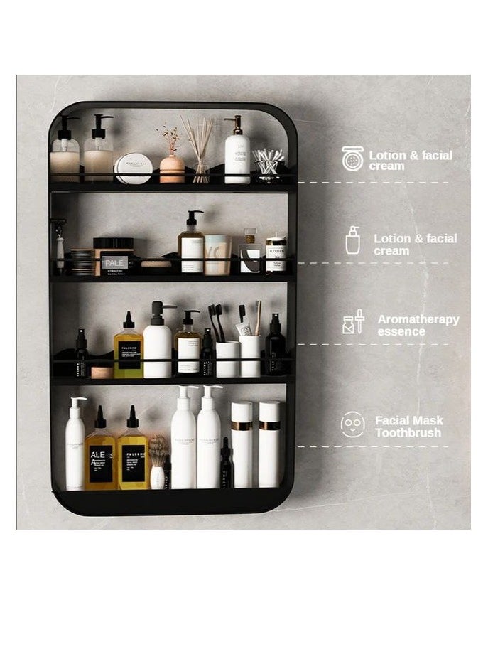 BAIG Bathroom Organizer Shelves Rack Wall Mounted Storage Box Toiletries Cosmetic Storage Rack Kitchen Seasoning Bottle Storage Shelf black  - Image 1