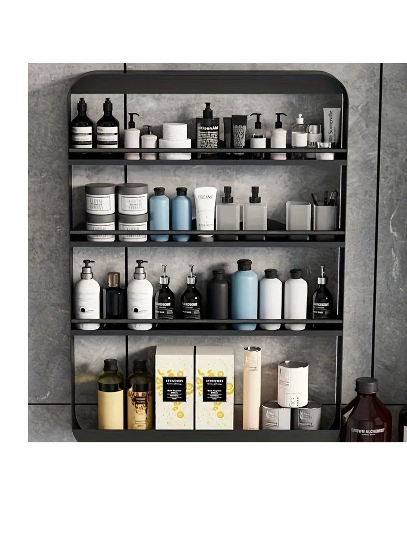 BAIG Bathroom Organizer Shelves Rack Wall Mounted Storage Box Toiletries Cosmetic Storage Rack Kitchen Seasoning Bottle Storage Shelf black  - Image 4